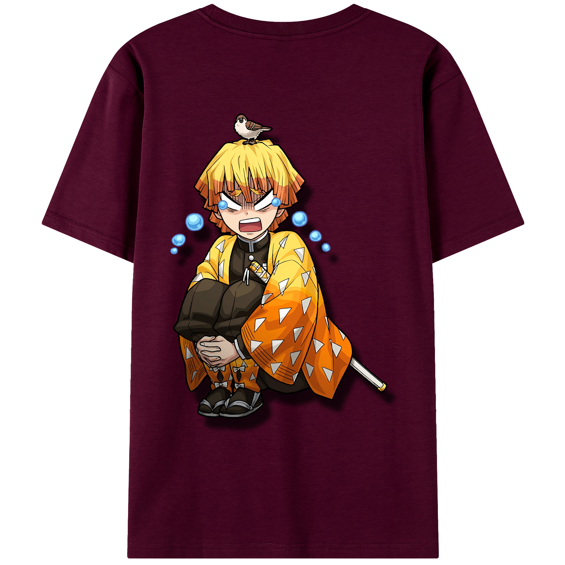 （画像用） 鬼滅の刃（きめつのやいば）我妻 善逸／あがつま ぜんいつ Agatsuma Zenitsu レディース半袖Tシャツ(バックプリント)